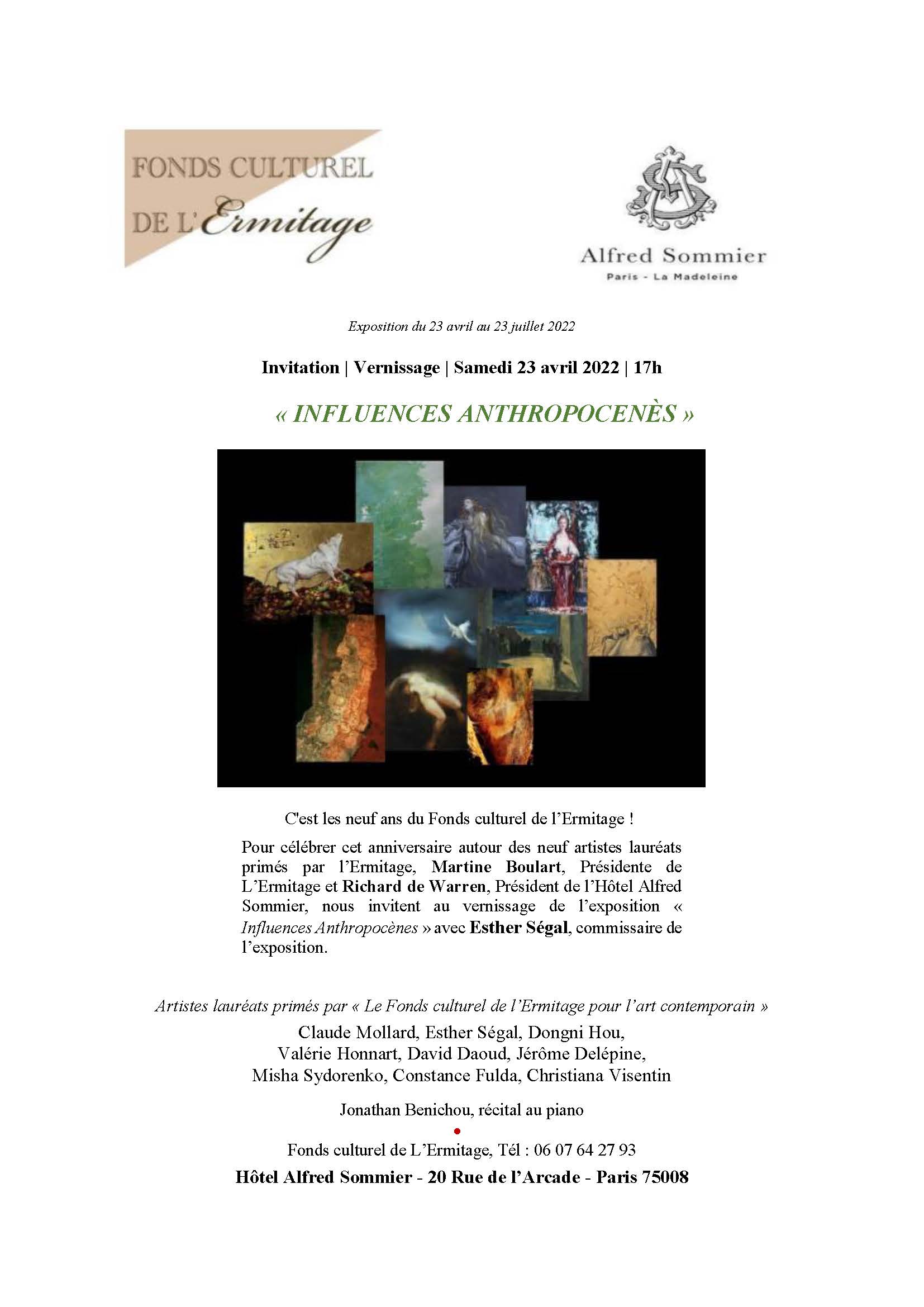 Le Fonds culturel de l'Ermitage pour l'art contemporain, hors les murs ! exposition « Influences Anthropocènes